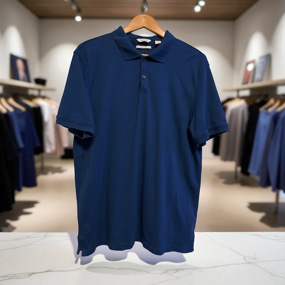 Calvin Klein Liquid Touch Deep Blue Polo Shirt